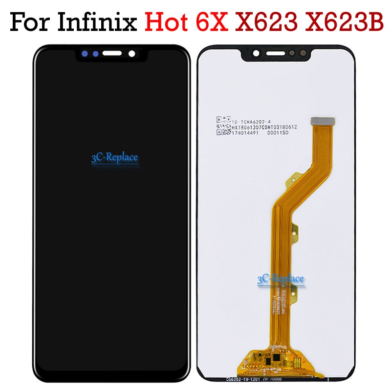 Infinix Hot 6X X623 X623B LCD ÷ ġ ũ Ÿ г  ü 100% Ϻ  6.2 ġ, 
